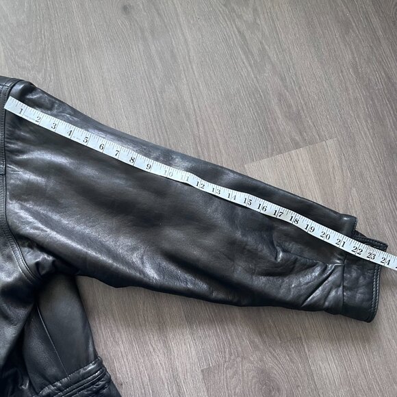 VINTAGE Leathers Leathers Black 100% Genuine 3/4 Length Leather "Car" Coat - Picture 11 of 15